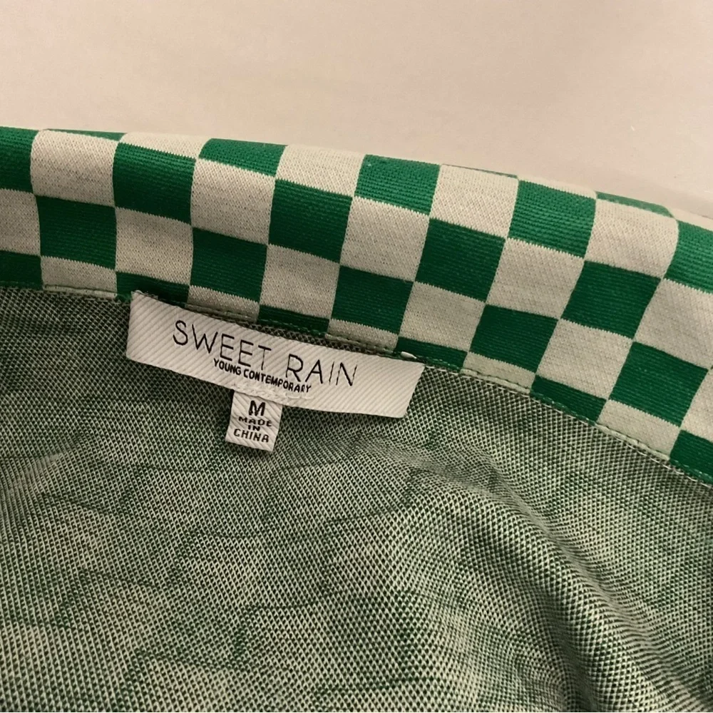 Sweet Rain Green and White Checkered Fabric Mini Dress - Picture 7 of 7